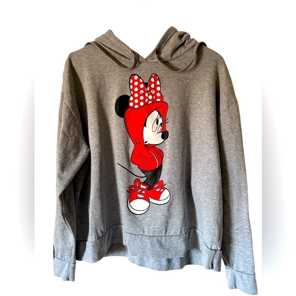 Disney Minnie Mouse women's sweatshirt hoodie grey size XL-1X warm cotton blend